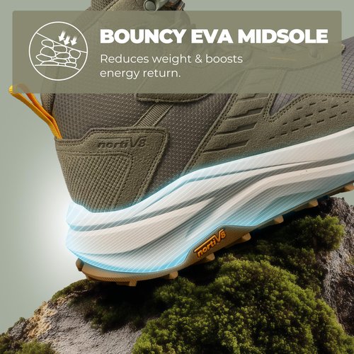 NORTIV 8 Men's Wide Toe Box Hiking Boots Low Drop Waterproof Outdoor Trekking Camping Shoes Katahdin,Size 11,Olive,SNHB25001M