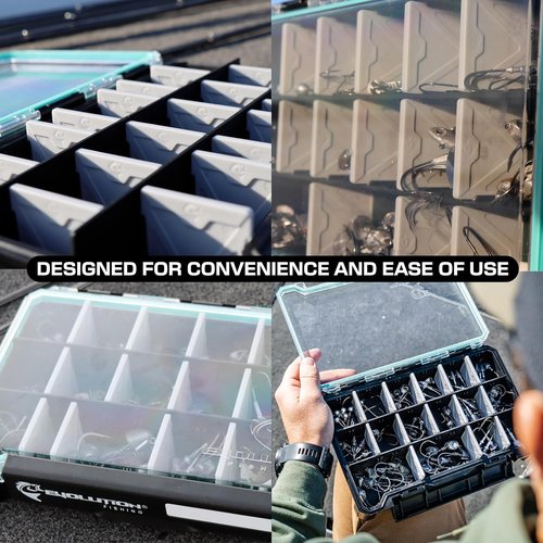 Evolution Fishing BallistiX 3.6 Tackle Tray - Waterproof, Anti-Corrosion, Single Latch, Clear Lid, Lure Box, Tackle Storage Box, Removable Dividers