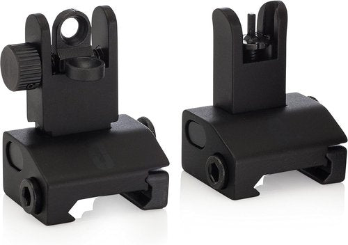 Chaos Ready Flip Up Iron Sights - Spring Loaded Low Profile Backup Sights for Picatinny Rails | Co-Witness Front & Rear Set