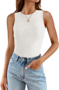 ZESICA Women's Ribbed Tank Top - Summer Sleeveless High Neck Casual Knit Shirt | Slim Fit