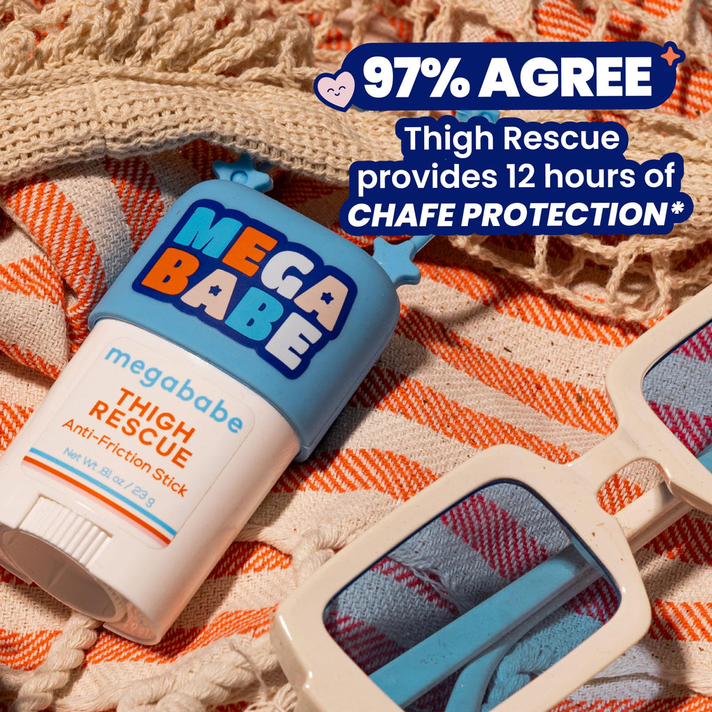 Pack of 2 - Megababe Thigh Rescue Anti-Chafe Stick Travel Size Summer Vacation Essentials | Prevents Skin Chafe & Irritation | 0.81 Ounces Each