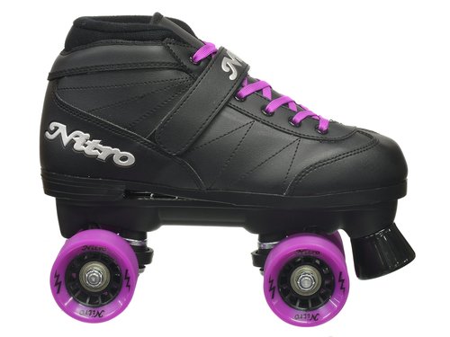 Epic Skates Super Nitro Purple Quad Speed Skates, Youth 5, Black/Purple