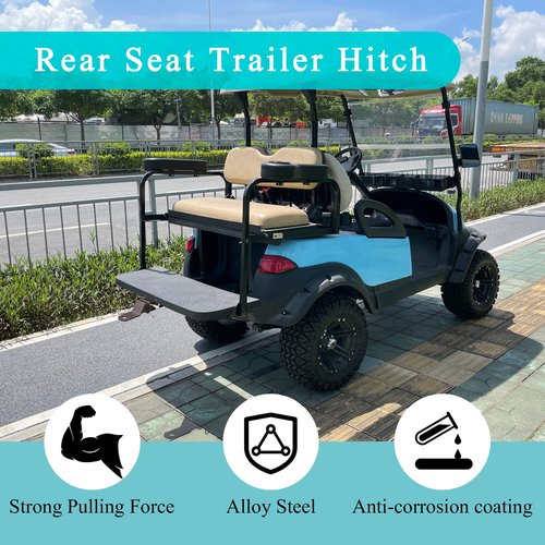 Golf Cart Trailer Hitch Deluxe Kit, Backseat Footrest with 2in Receiver High-Strength Universal Fit for Yamaha Club Car EZGO