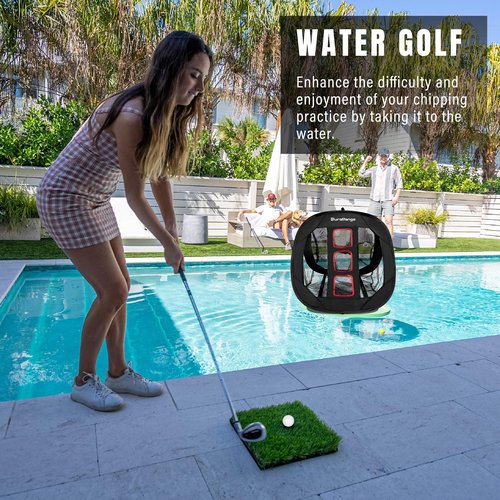 DURARANGE Pop-up Golf Chipping Net Set - Foldable Training Kit with 2 Hitting Mats, 6 Practice Balls, 6 Foam Balls - Ultimate Golf Gift & Target Chipping Aids, Black