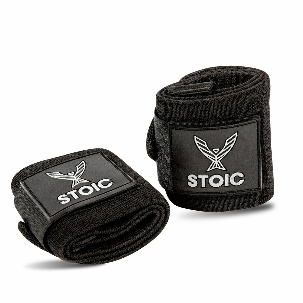 Wrist Wraps weightlifting, powerlifting, cross training, bodybuilding with thumb loop. Professional grade for gym workout, men and women weight lifting and strength training by Stoic - Black 36 Inch