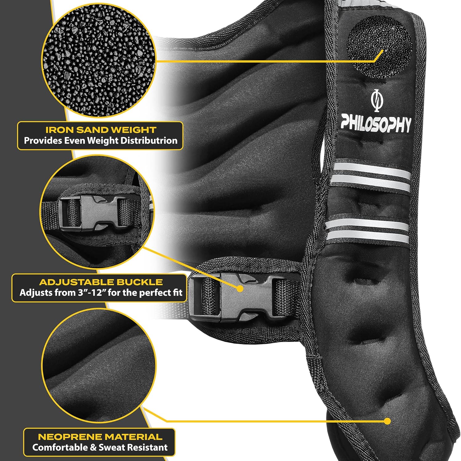 Philosophy Gym Weighted Workout Vest - Enhance Strength Training & Fitness | Adjustable Size