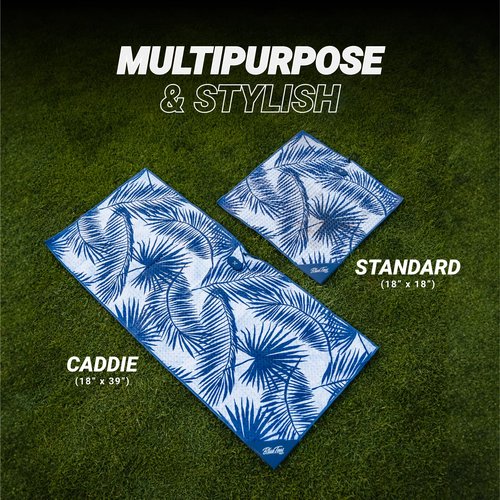 Blue Tees 4 in 1 Magnetic Golf Towel - Standard & Caddy Sizes - Silicone Brush - Groove Cleaner - Magnetic Golf Towels for Golf Bags - Strong Hold to Golf Carts or Clubs - Black - Standard 18"x18"