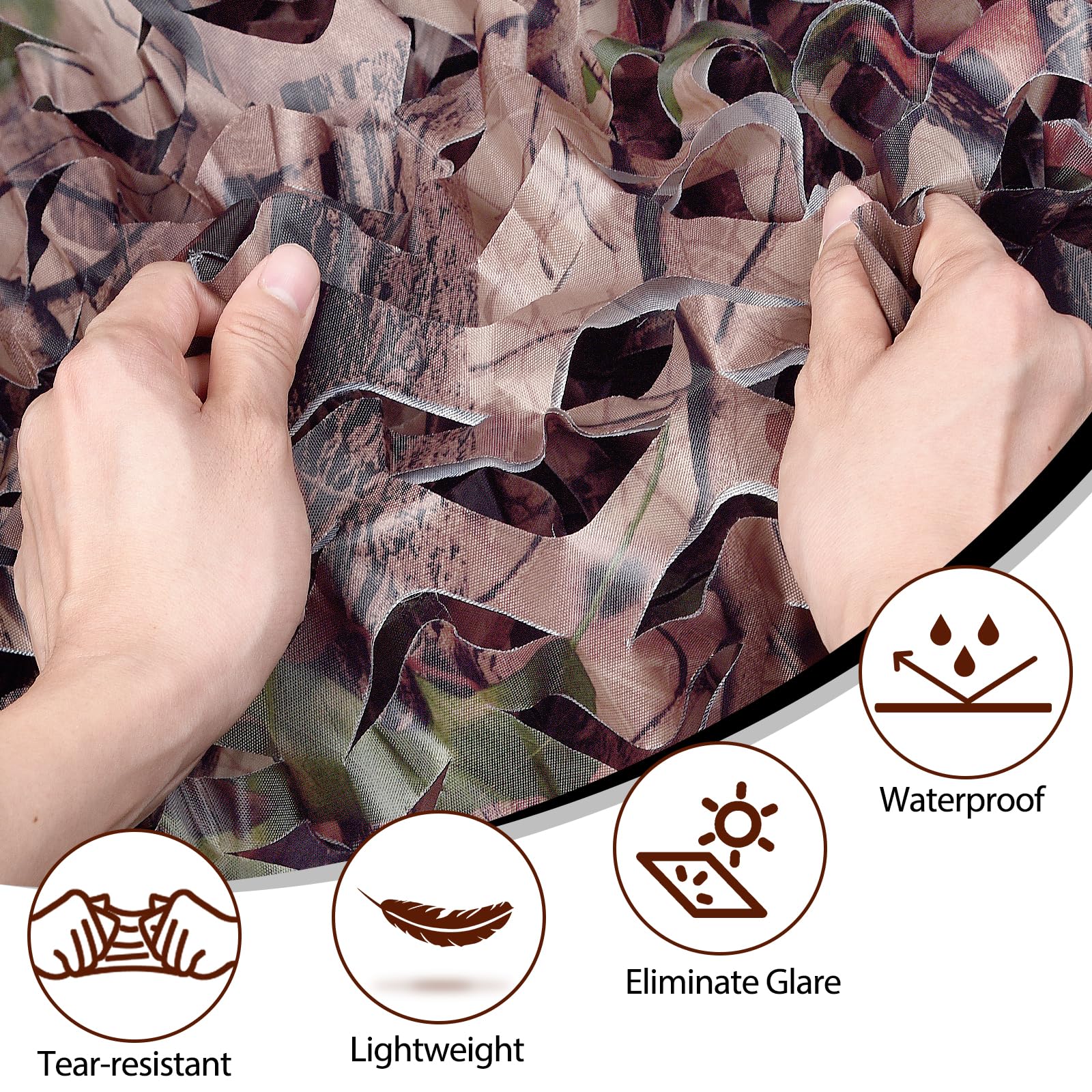 Yeacool Camo Netting for Hunting Burlap Camouflage Netting Outdoor Shade Camo Tarp for Party Decor Birthday Dinosaur Military Kids Ford Sunshade (Camo Bionic Leaves, 9.8ftx9.8ft, 3m*3m)