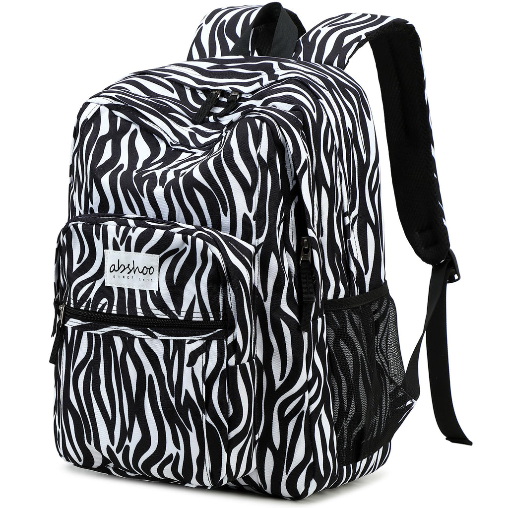 abshoo Classical Basic Zebra Print Womens School Backpack For College Teen Girls Water Resistant Bookbag (Zebra Black)