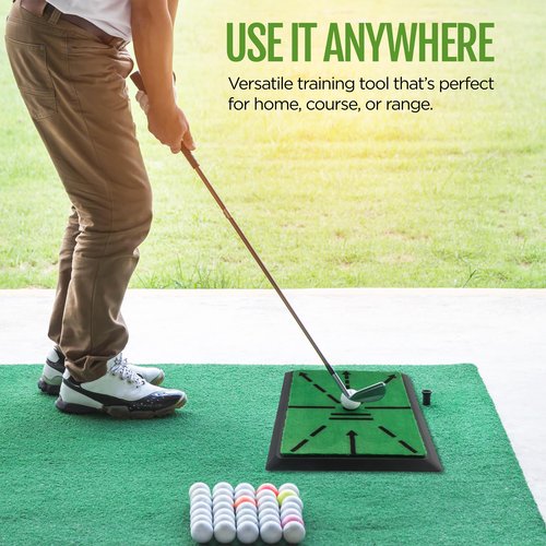 BridgeLinks Pathfinder Hitting Mat – Golf Impact & Alignment Training Mat with Replaceable Strike Pad