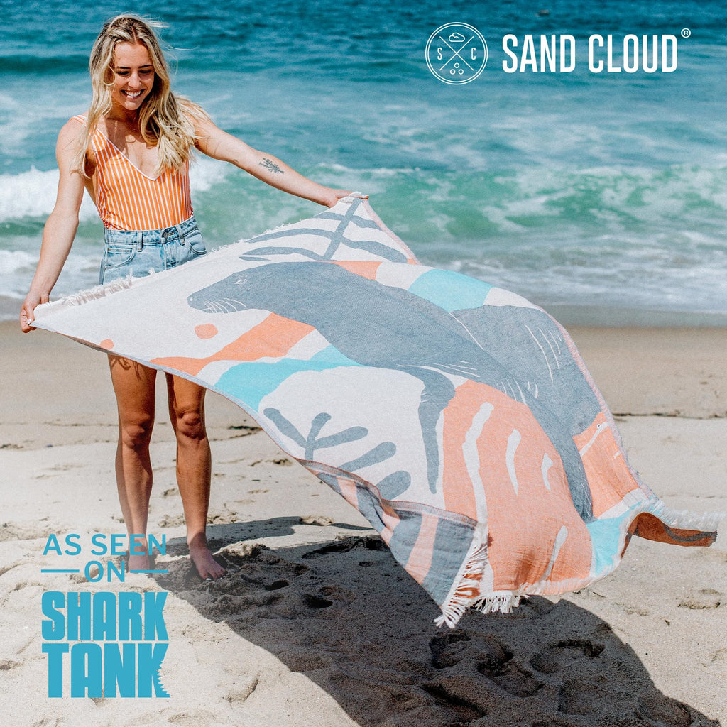 Sand Cloud Turkish Beach Towel - Sand Resistant - 100% Organic Turkish Cotton Yarn - Quick Dry Towel for Beach, Picnic, Blanket or Bath - As Seen on Shark Tank - Marine Life (Flynn Sea Lion)