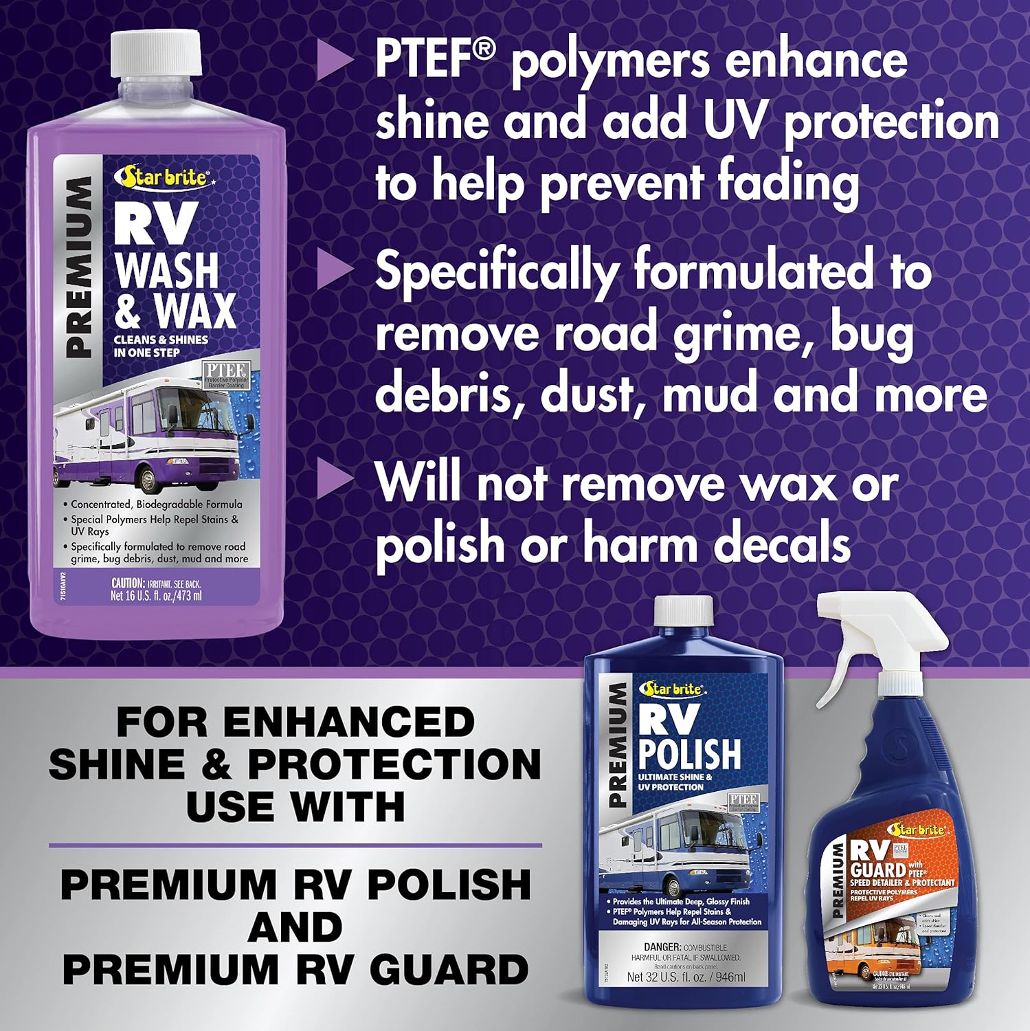 Star Brite RV Wash & Wax - One-Step Cleaner with UV Protection - Perfect for RV & Camper Care - 16 OZ