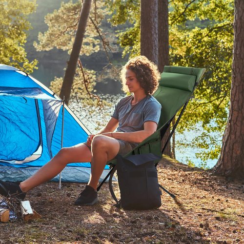 diwaite High Back Camping Chair, Supports 440 lbs, Portable Folding Backpacking Chair with Detachable Pillow for Camping, Hiking & Travel(Green)