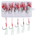 AGOOL Micro Jig Assist Hooks 100pcs #11-#15 with Flash Tinsel in Plastic Box