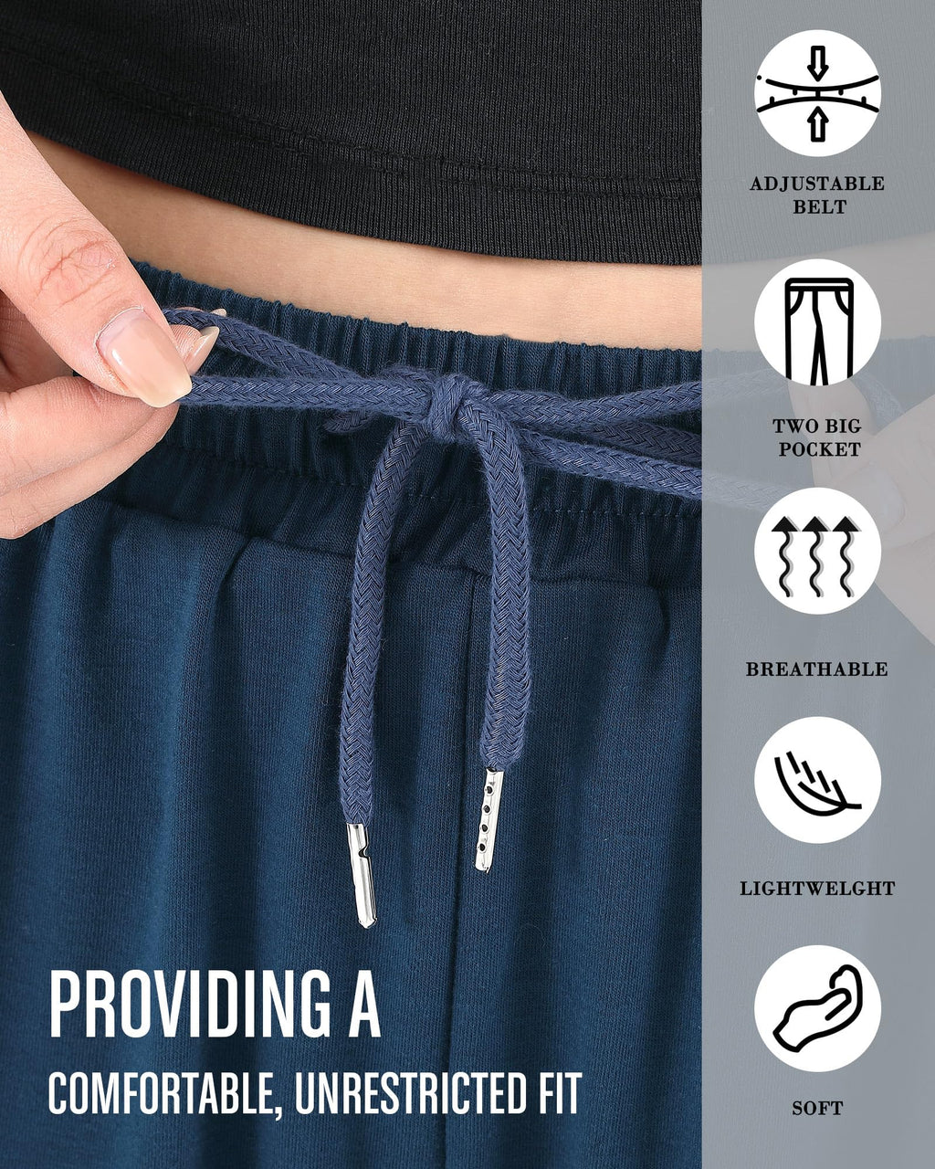 Taiyin 5 Pack Women's Ultra Soft Lounge Capri Joggers Sweatpants with Pockets for Athletic Running Yoga Workout Lounge Pants (L)
