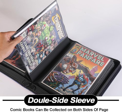 D DACCKIT Comic Binder - Durable Comic Book Album with Sleeves | Holds 24 Regular Comics (Model A, Turquoise)