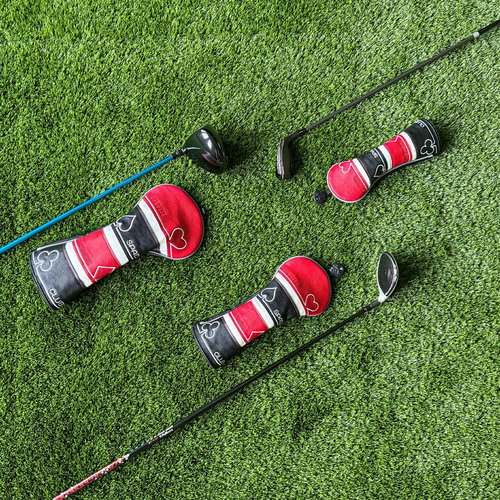 Craftsman Golf Poker Spade Hearts Diamonds Club Black and Red Fairway Wood Headcover Cover Travel Protector