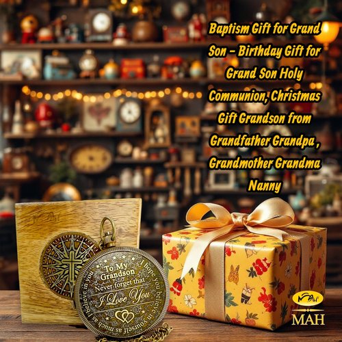 Gifts for Grandson Brass Handmade Compass Gift by Grandfather Gift Idea by Grandpa Grandma Memory Present to My Grandson Birthday Baptism Confirmation Love Christmas Tree Best Graduation Gifts