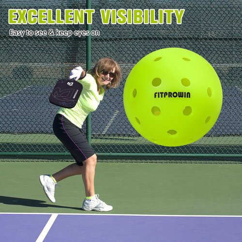 FITPROWIN Outdoor Pickleball Balls 40 Holes Pickle Ball High Bounce & Durability Pickle Balls 4/12/36 Pack Great Visibility Neon Green Pickleballs for Beginners Professionals