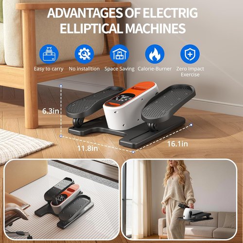 Elliptical Leg Exerciser - Electric Under Desk Pedal Machine for Home & Office | 12 Speeds, Manual & Auto Modes