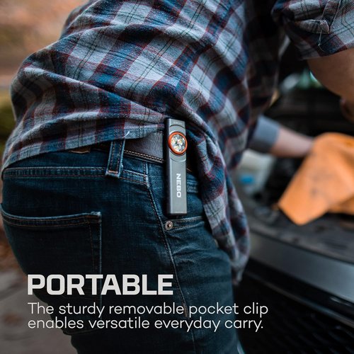 NEBO SLIM Mini Rechargeable Pocket Light - 250 Lumens, 2 Modes, Magnetic Base, Lightweight & Water Resistant