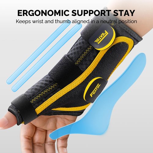 FEATOL Thumb Brace Right Hand - Ergonomic Support for Trigger Thumb & De Quervain's | Size S/M (5"-6.5")