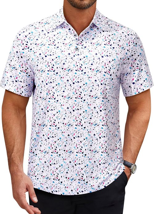Demeanor Men's Golf Polo Shirt - Short Sleeve Dry Fit Performance | Moisture-Wicking Casual Print