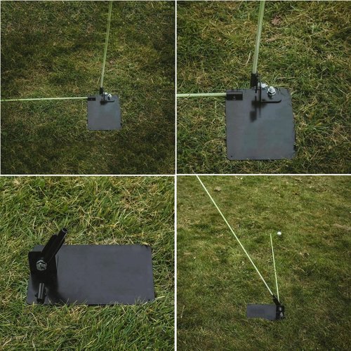 BRAMASOLE Golf Swing Plane Trainer Perfector Plate with Arm Band Adjustable Alignment Stick Holder Rods Base Training Aid Driving Range or Mat Practice Equipment (Standard Plate+Arm Band)