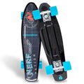 Flybar 22 Inch Complete Plastic Grip Tape Cruiser Skateboard Custom Non-Slip Deck Multiple Colors (NERF Blue Black)