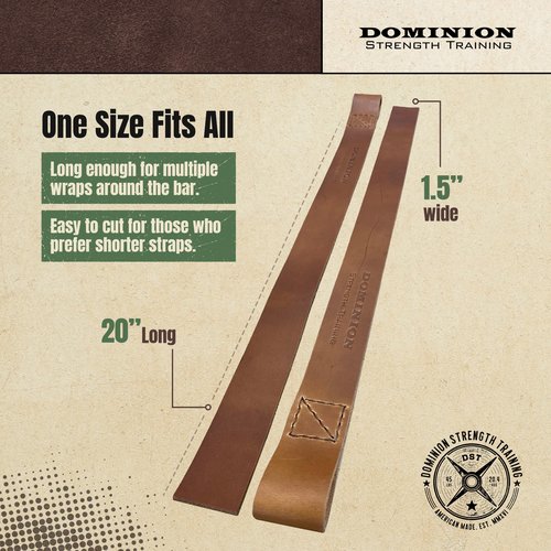 Dominion Strength Training Closed Loop Lifting Straps, Premium Top Grain Vegetable Tanned Leather - Ultimate Grip Assistance for Heavy Pulls and Weightlifting
