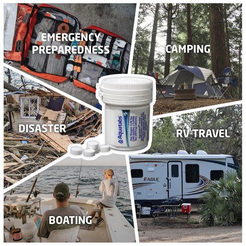 Aquatabs Water Purification Tablets - Easy-to-Use Water Filtration System | 397mg, 100 Pack for Camping & Emergencies