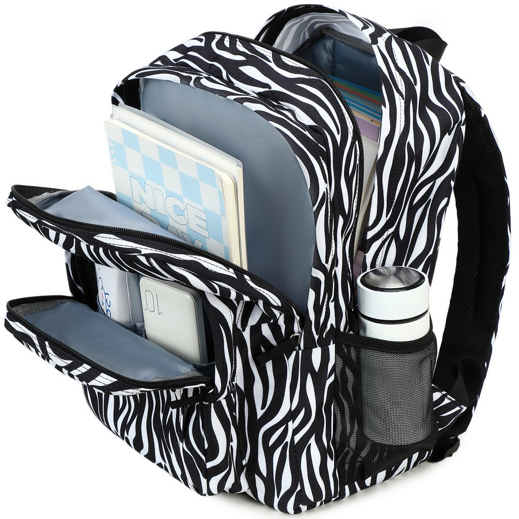 abshoo Classical Basic Zebra Print Womens School Backpack For College Teen Girls Water Resistant Bookbag (Zebra Black)