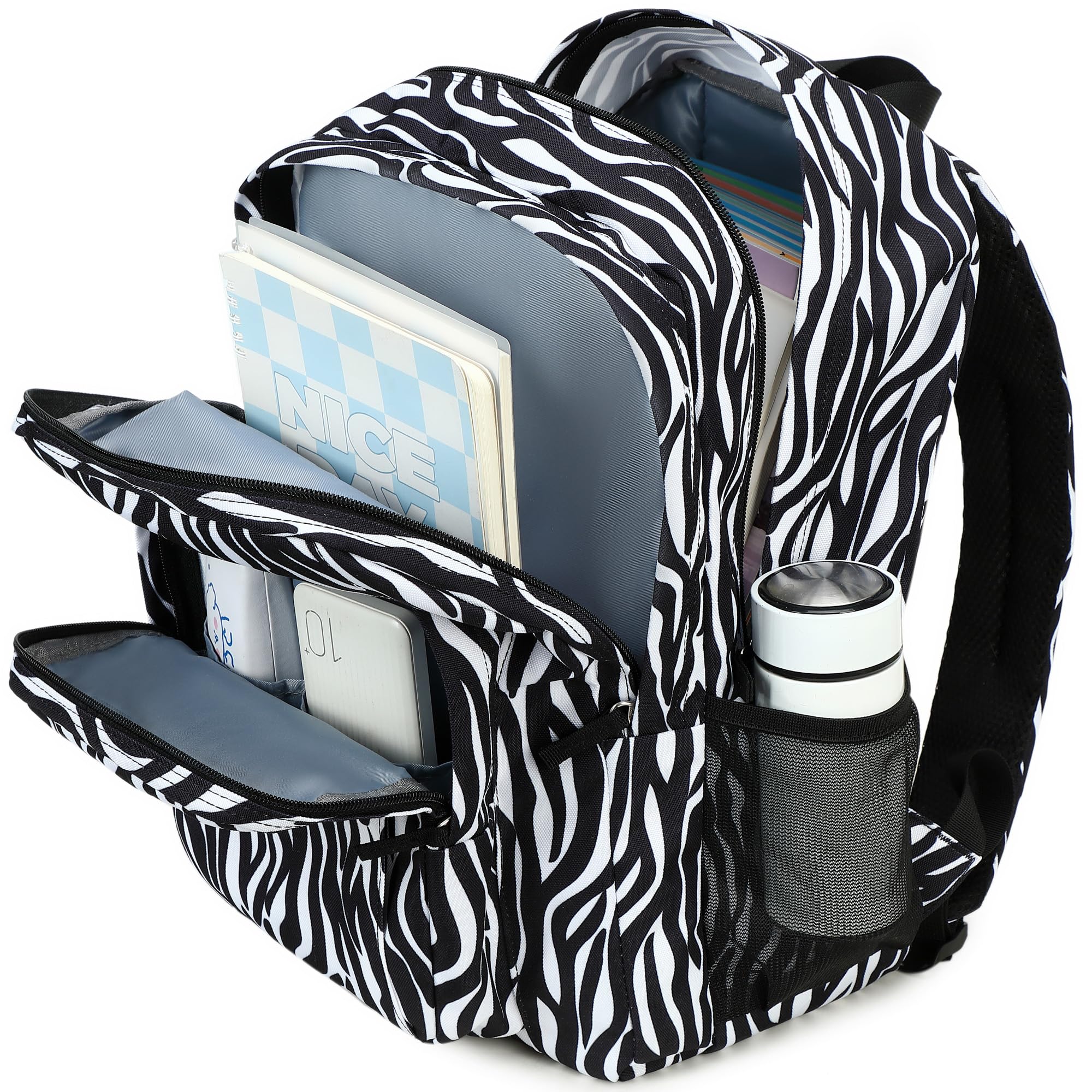 abshoo Classical Basic Zebra Print Womens School Backpack For College Teen Girls Water Resistant Bookbag (Zebra Black)
