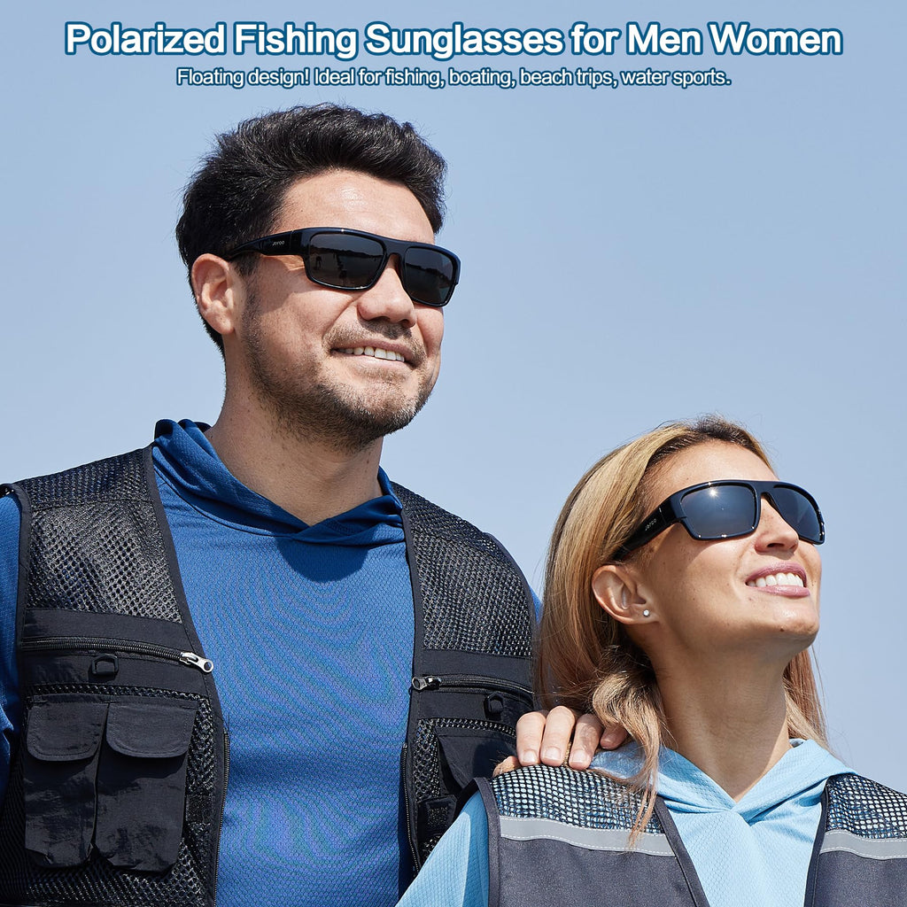 Jefoo Polarized Sunglasses for Men Women, Fishing Cycling Running Driving Golf Sports Floating Square Glasses UV Protection