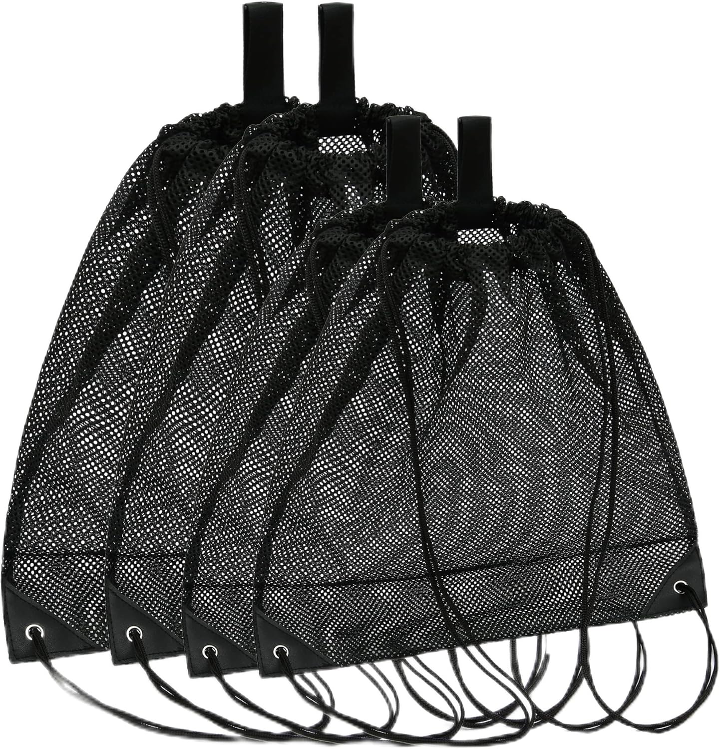Palmhomee Mesh Drawstring Bags - Pack of 4 for Sports, Gym, Laundry & Beach - Mixed Sizes