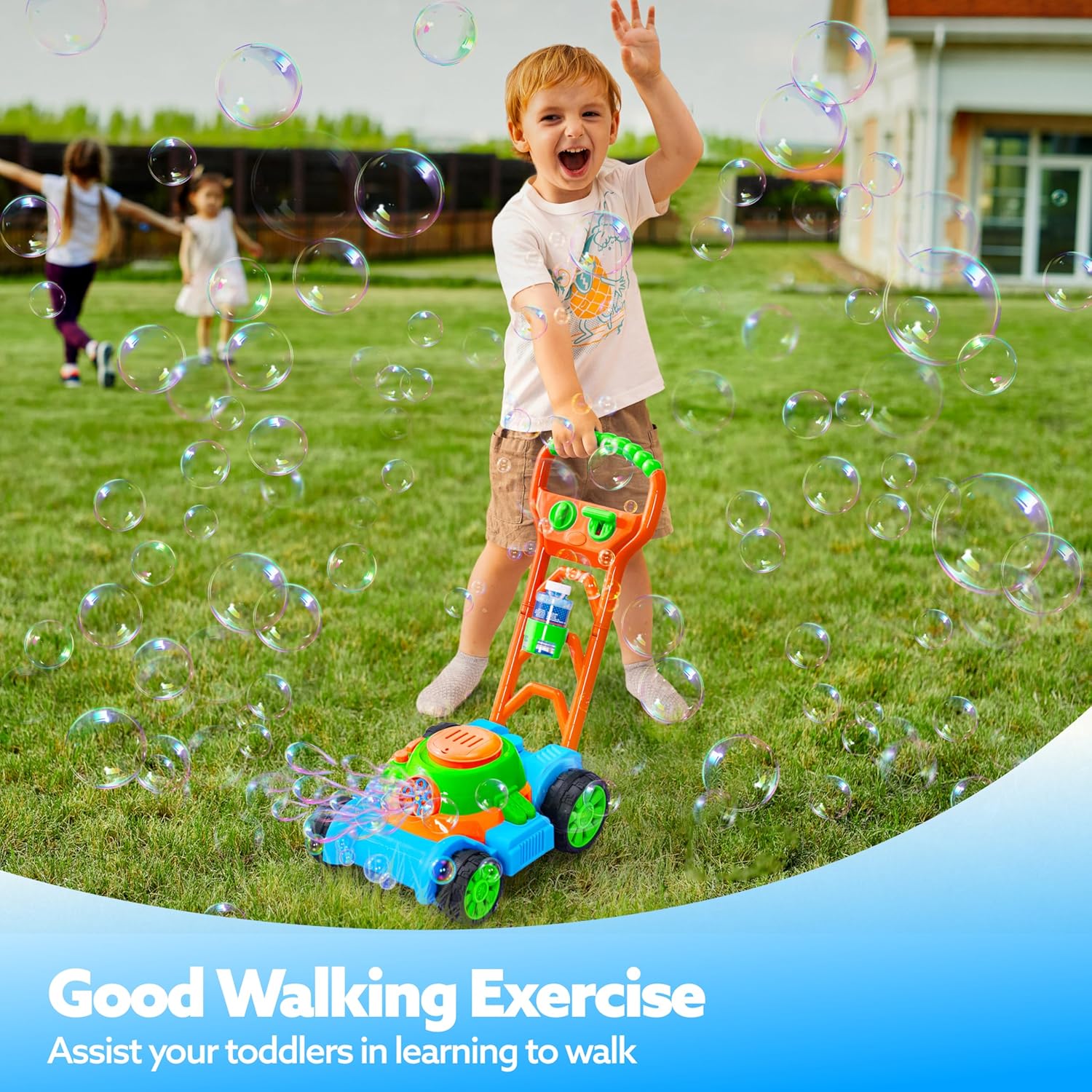 SLOOSH Bubble Lawn Mower | Spill-Proof Bubble Machine Toy for Toddlers Age 1-3 - Perfect for Indoor & Outdoor Fun