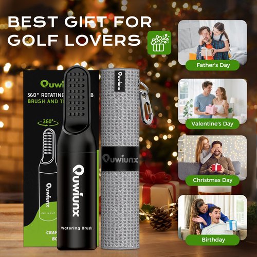Quwiunx Golf Club Cleaner Kit with 360° Rotating Protective Cover, Strong Magnetic Golf Brush with Waffle Towel Set, Professional Golf Accessories for Men