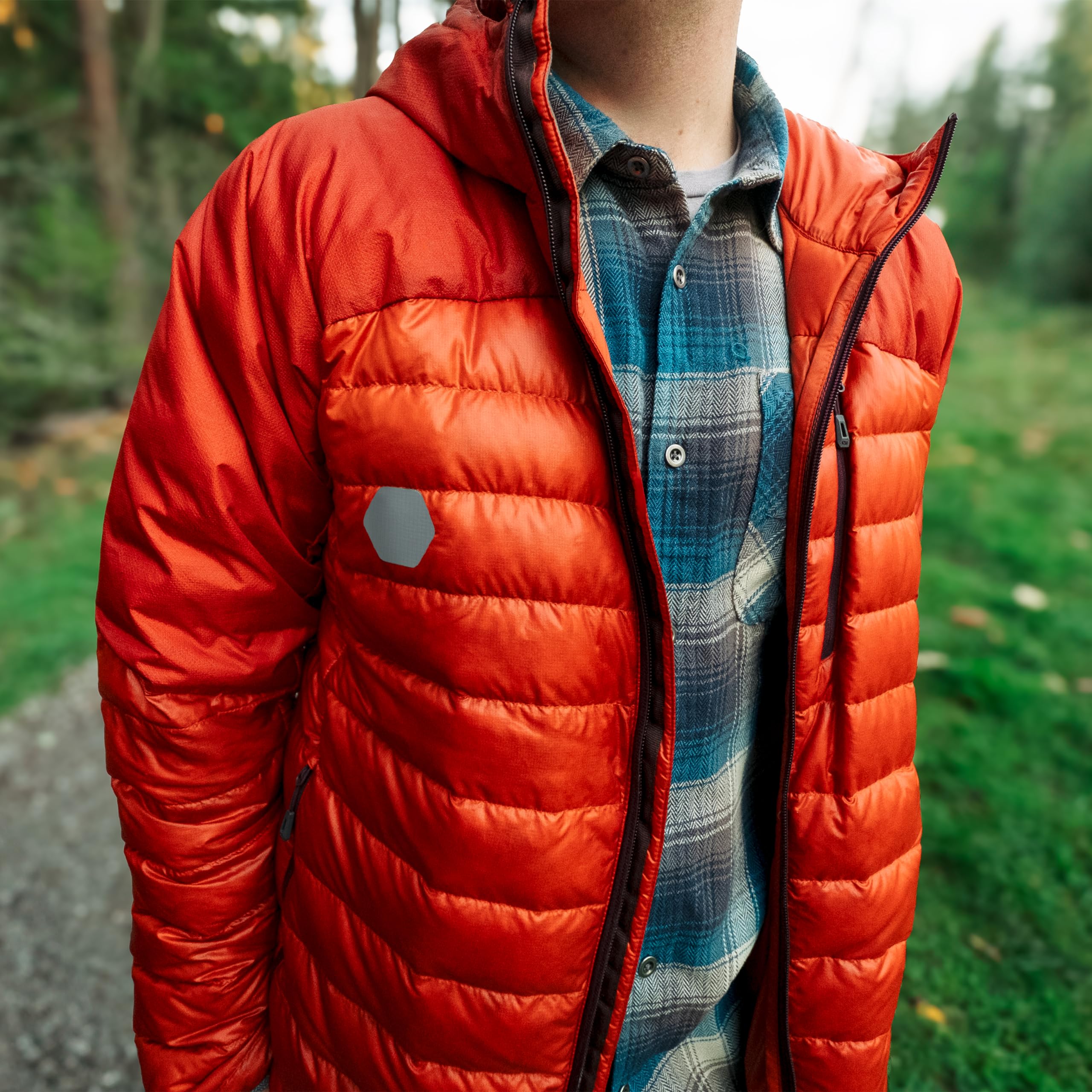 GEAR AID Tenacious Tape Hex – 2.5” & 1.5” Repair Patches (4 Patches: Two 2.5” & Two 1.5”, Orange) – Peel-and-Stick Outdoor Nylon Fabric to Fix Holes and Burns in Down Jackets, Rain Gear and Tents