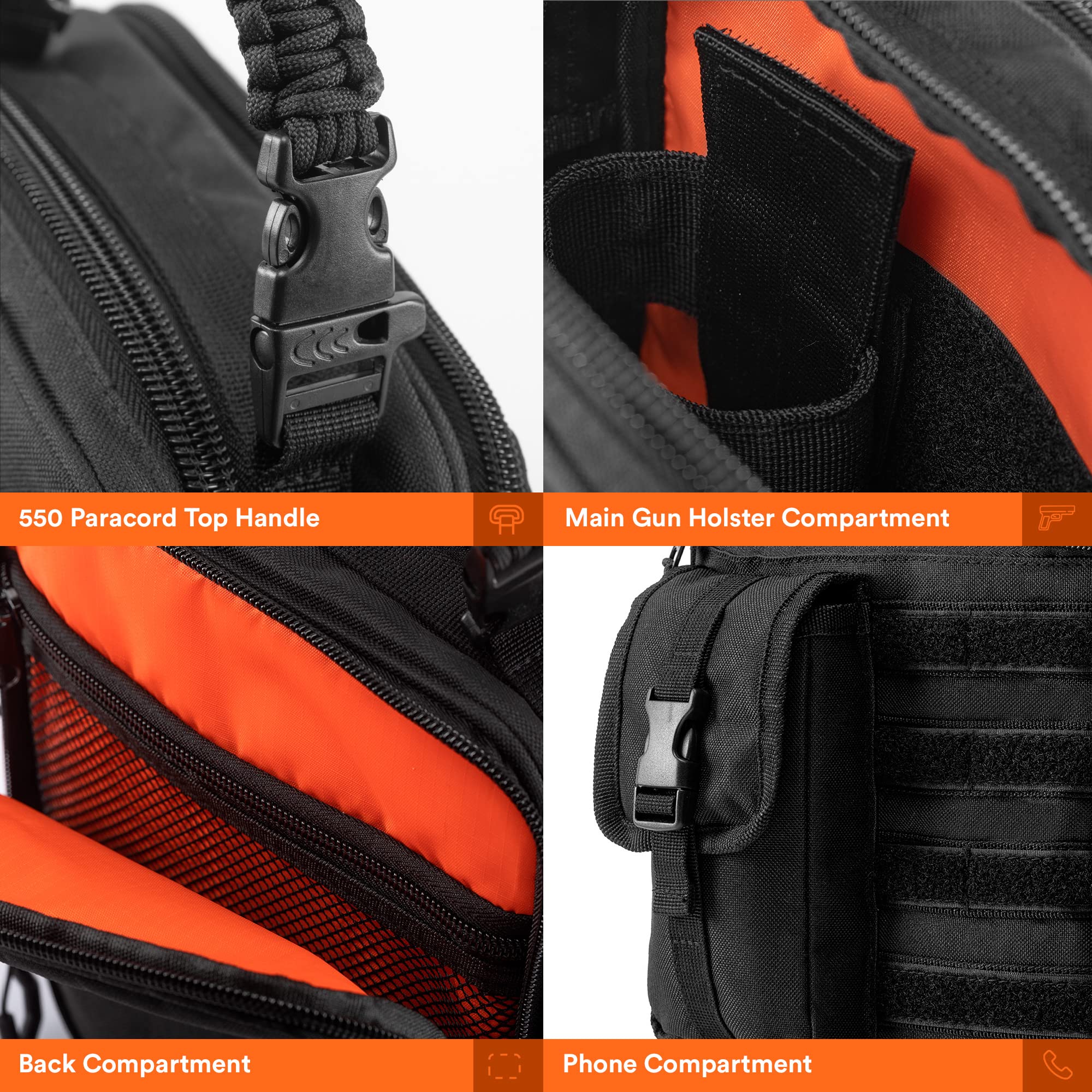 Fitdom Small Tactical Messenger Bag For Men & Women With Gun Holder. This Concealed Carry Bag with Pistol Handgun Holster EDC Has Multiple Ways to Carry as Sling, Shoulder, Crossbody & Side Bag