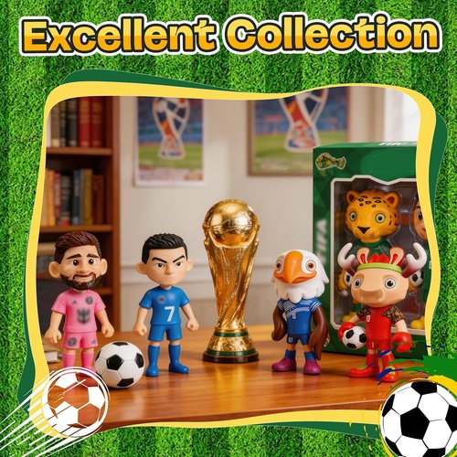 2026 World Cup Collectible Figure Set by [Brand Name] - 6 PCS PVC Star Players & Mascots | 4 Inch Souvenir Gift
