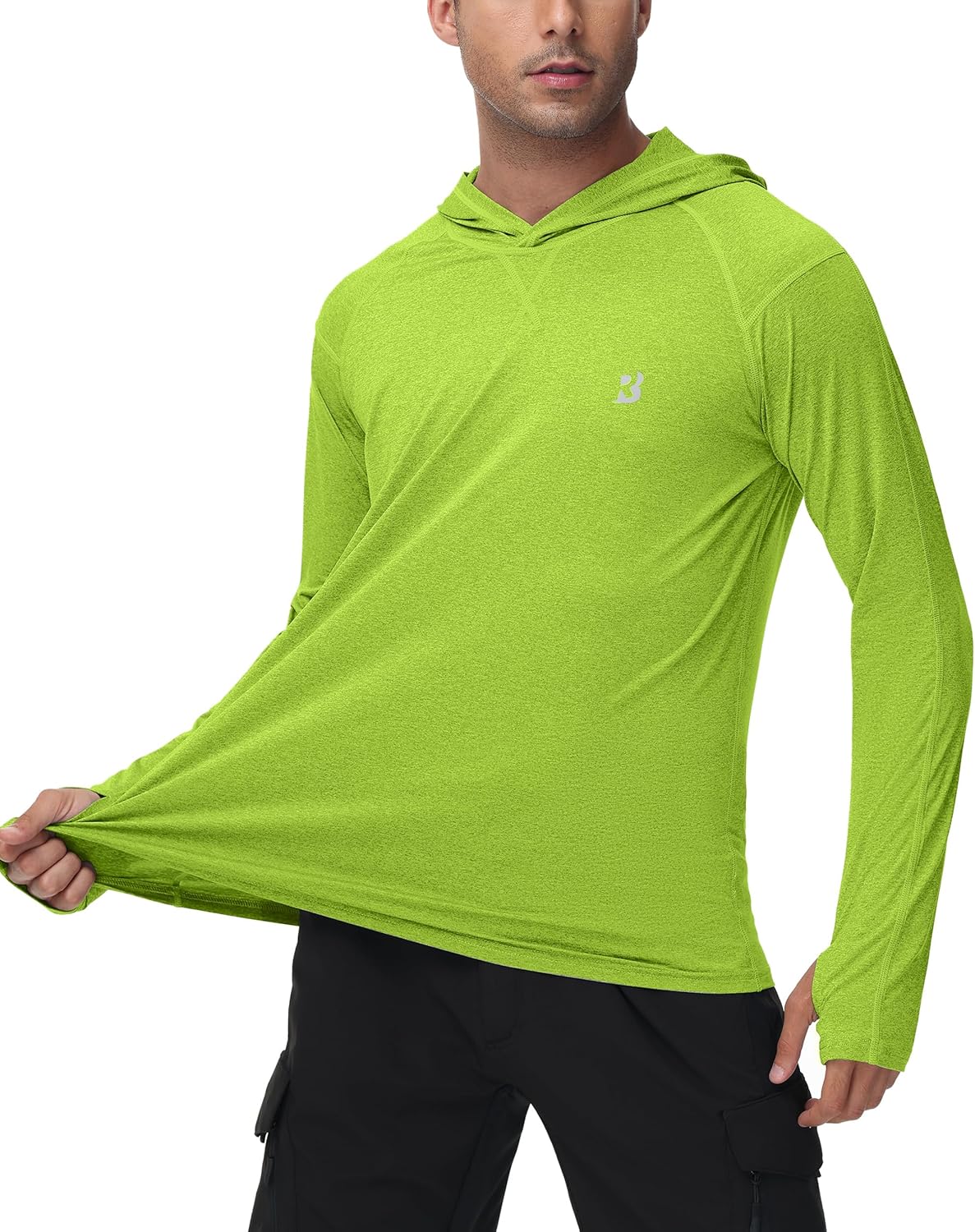 Roadbox Men's Fishing Shirt - UPF 50+ Long Sleeve UV Sun Hoodie for Hiking & Athletic Activities