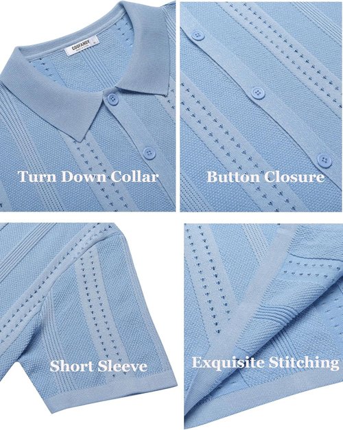 COOFANDY Men's Short Sleeve Polo Shirt - Casual Knit Design for Summer Beach Wear