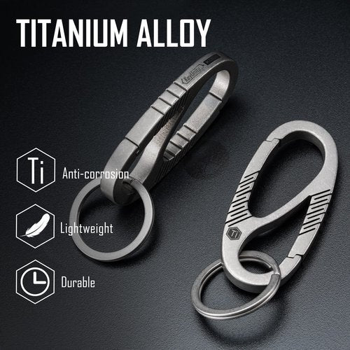 KeyUnity KM08 Titanium Carabiner Keychain Clip, Dual-Gate Quick Release EDC Key Ring Holder Organizer for Men and Women