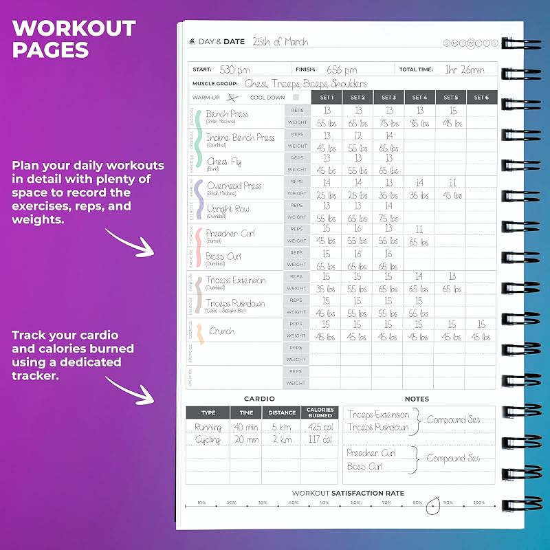 Clever Fox Fitness Journal Black & White Variation: Workout Log Planner