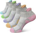 Heyoboy Women's Athletic Running Socks - Thick Cushioned Anti-Blister Wicking Ankle Socks | 5 Pairs