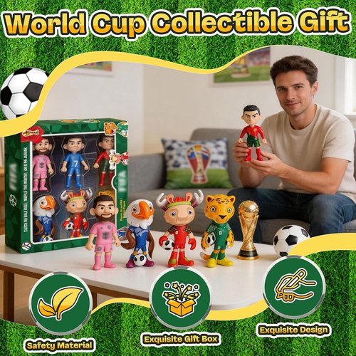 2026 World Cup Collectible Figure Set by [Brand Name] - 6 PCS PVC Star Players & Mascots | 4 Inch Souvenir Gift