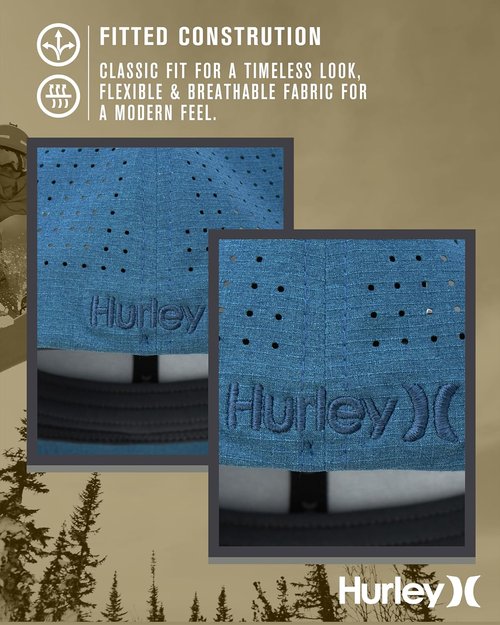 Hurley Men's Baseball Cap - Sweat-Wicking Fitted Hat for Ultimate Comfort (S-XL)