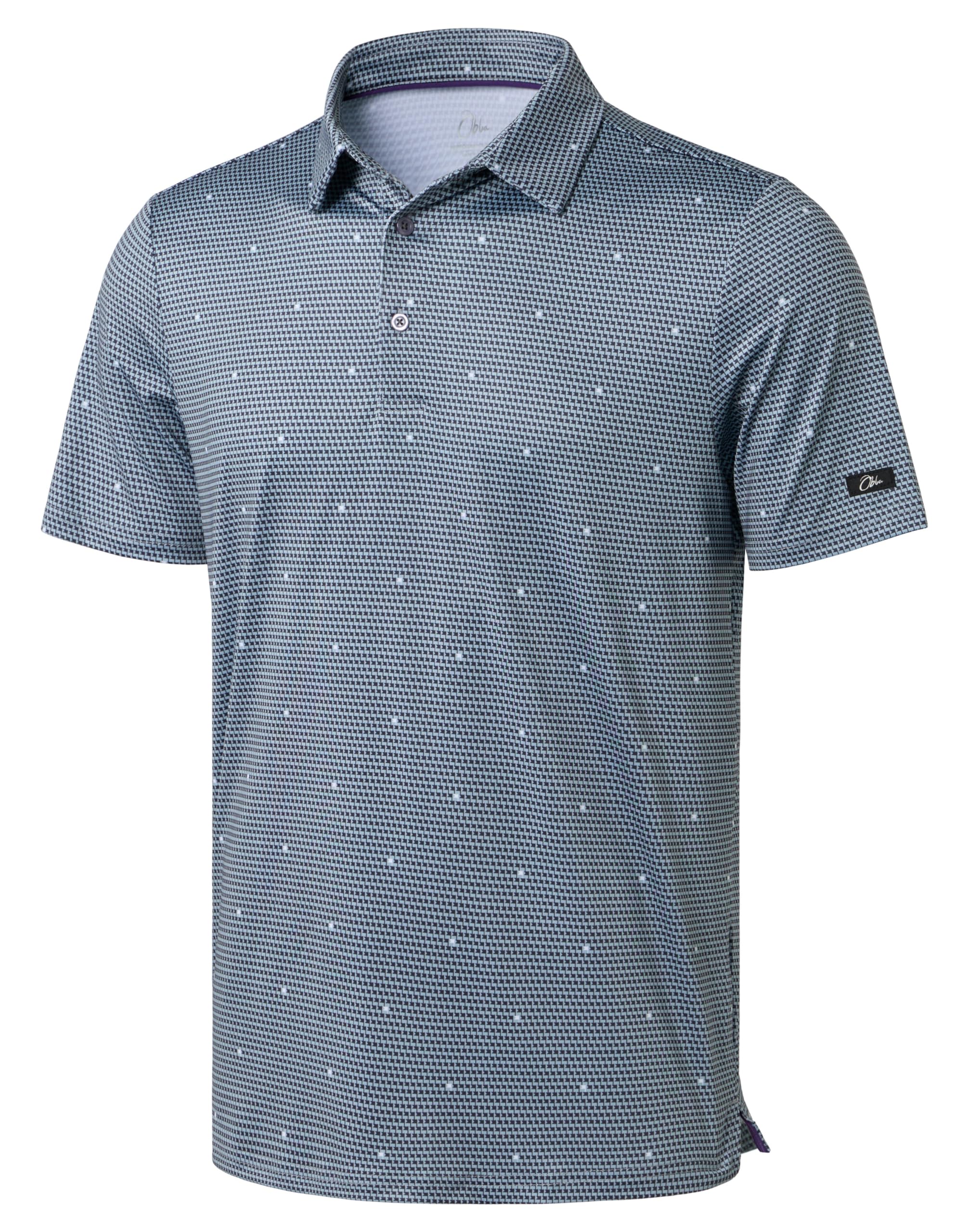Obla Mens Golf Polo Shirts Short Sleeve Dry Fit Performance Moisture Wicking Casual Print Collared Golf Shirts for Men(Gray Flag_XXXL)