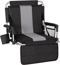 LET'S CAMP Folding Stadium Seat - Portable Bleacher Chair with Cup Holder & Mesh Bag | Comfortable Back Support