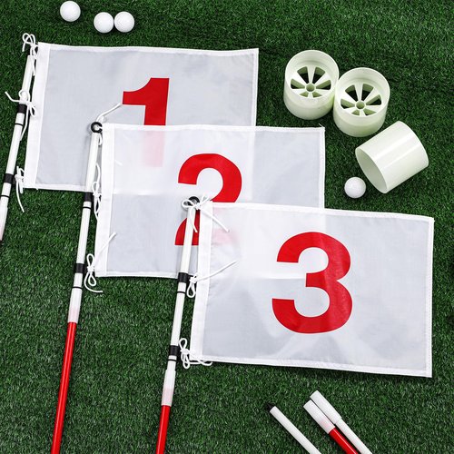 Threehoney 3 Pack Golf Flag Stick 6ft Putting Flag Golf Hole Cup Pole Pin Numbered Flags for Driving Range Backyard Yard Course Putting Green and Chipping Greens Gifts